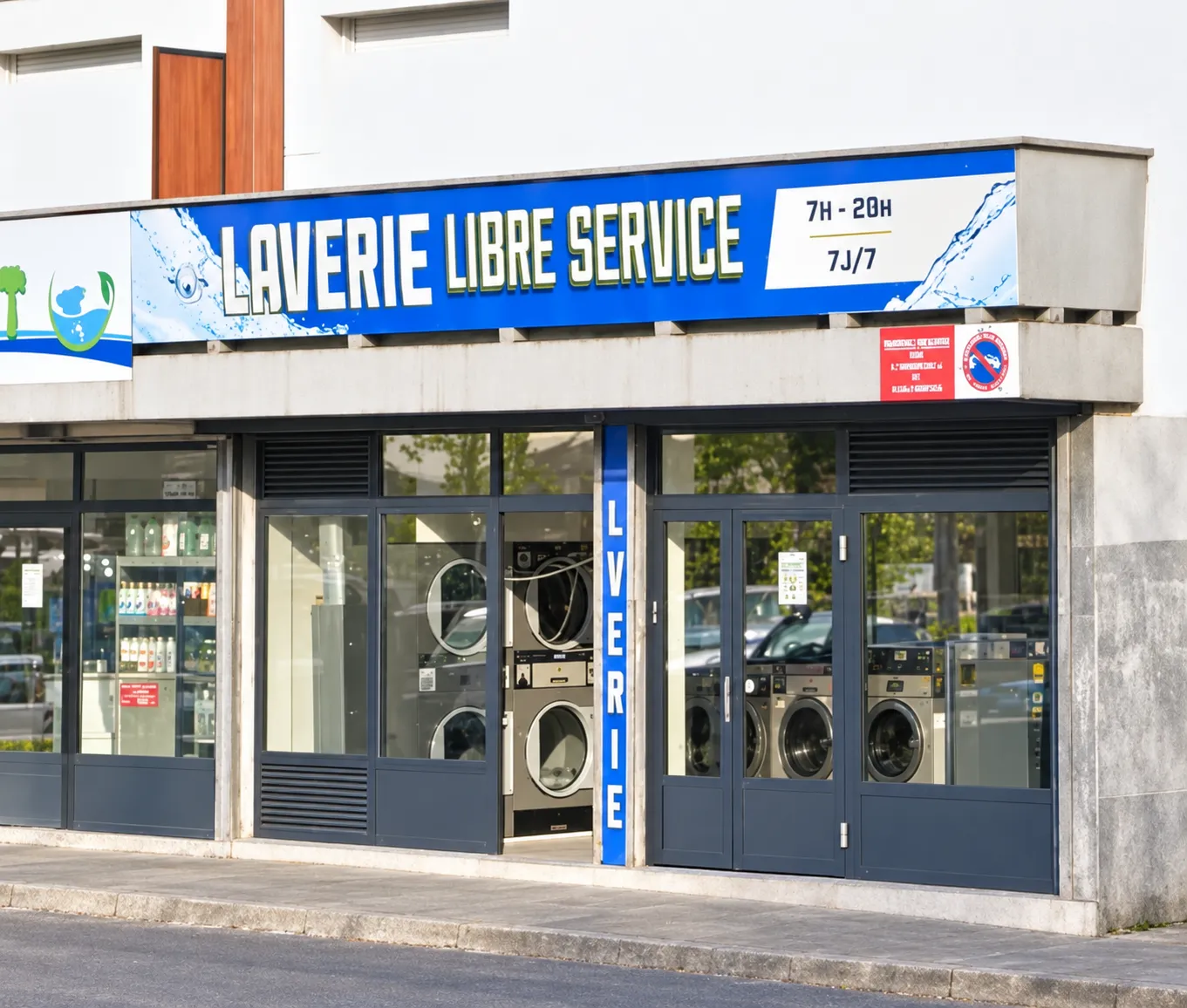 Façade de la laverie, 1 Av. Romain Rolland